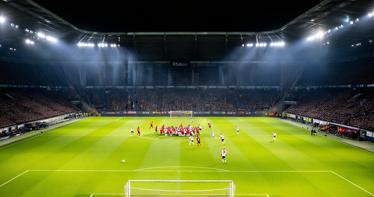 Mestarien liigan lohkovaiheen ottelu täydessä stadionissa eurooppalaisessa yössä